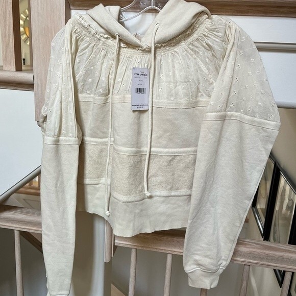 Free People Piper Hooded Pullover  in Ecru S NWT - Picture 6 of 14